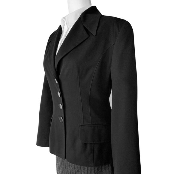 Bebe vintage tailored hourglass padded shoulder 4 button black blazer - Size 4 - Picture 3 of 10